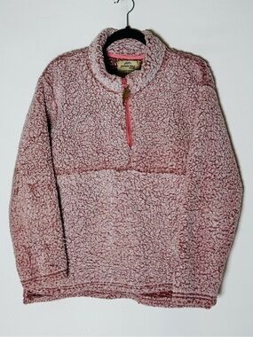 Jackson Hole Frosted Pink Pullover Sherpa M Half Zip Mock Neck Plush Fleece